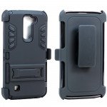 Wholesale LG Tribute 5 K7 Hard Shield Holster Combo Belt Clip Case (Black)